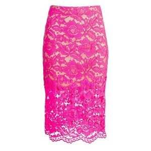 Trina Turk Fuchsia Floral Lace Midi Skirt